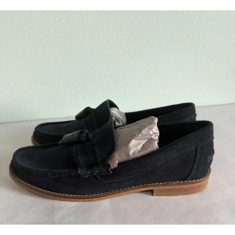 ASOS DESIGN tassel‎ loafers in Navy Suede Mens 9.5 NEW